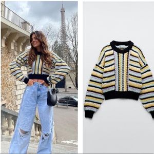 ZARA chunky knit multicolor sweater blogger insta favorite